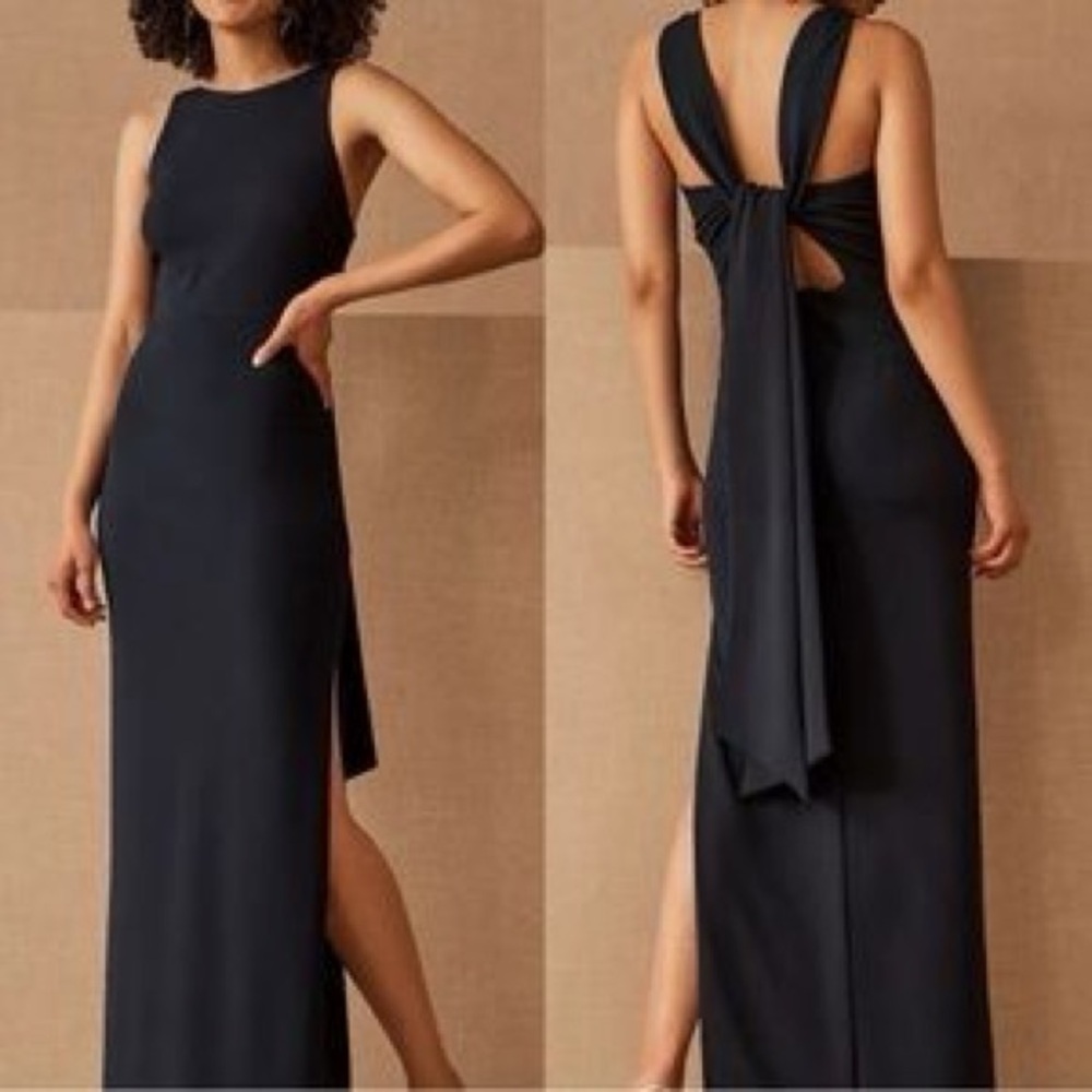BHLDN London Crepe Tie Back Maxi Dress (16) in Black